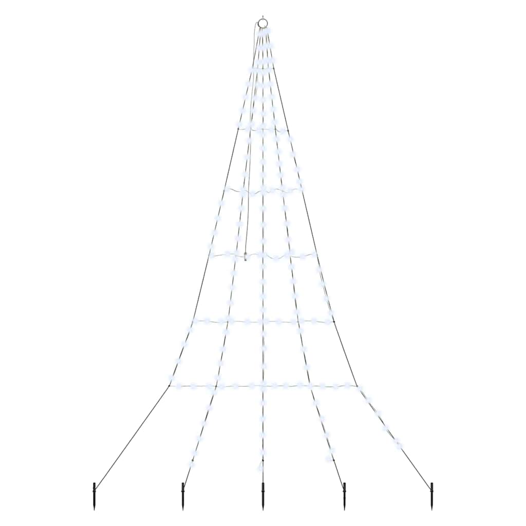 LED Christmas Tree with Ground Spikes Cool White 300 cm Metal